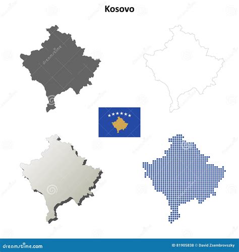 Kosovo Map Outline With Stars And Lines Abstract Framework Cartoon