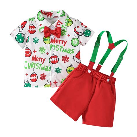 Boys Christmas Outfits Set Toddler Boys Christmas Short Sleeve Cartoon