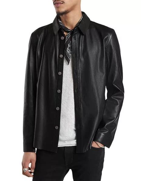 John Varvatos Travis Leather Shirt Jacket In Black For Men Lyst