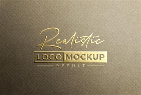 Premium Psd Embossed Gold Foil Logo Mockup On Kraft Paper