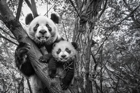 Retrato de urso panda em preto e branco Foto Grátis