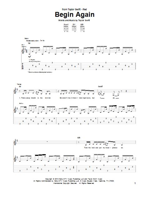 Begin Again by Taylor Swift - Guitar Tab - Guitar Instructor