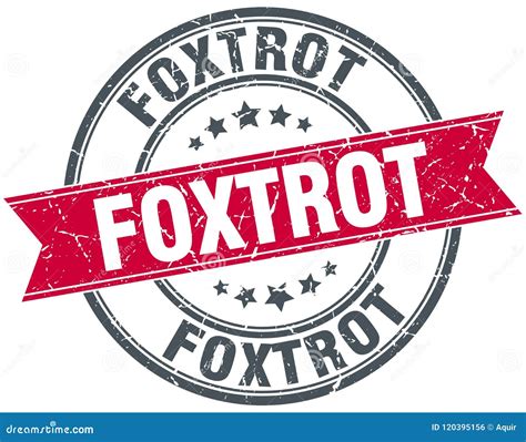 Foxtrot Round Ribbon Isolated Label Foxtrot Sign Cartoon Vector