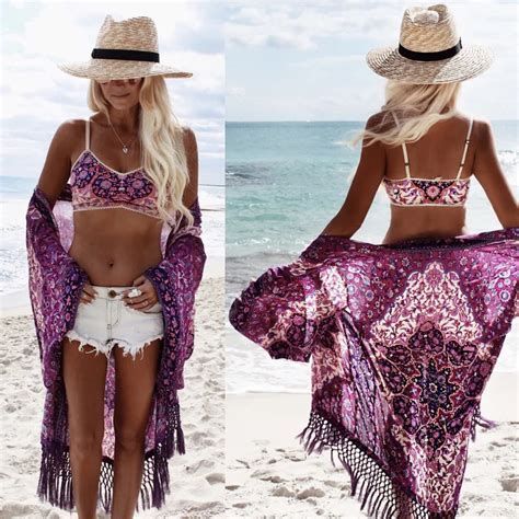 Beach Cover Ups Women Bohemia Bikini Long Cover Up Dress Pareos Para