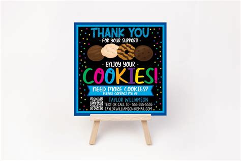 Qr Code Scout Cookie Thank You Tags Editable Girl Cookie Etsy