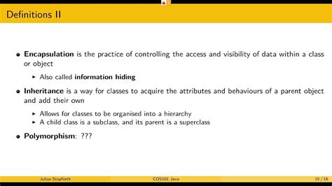 Cos101 Week 2 Lecture 6 Object Oriented Programming With Java Youtube