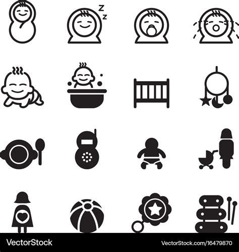 Basic Baby Icons Royalty Free Vector Image Vectorstock