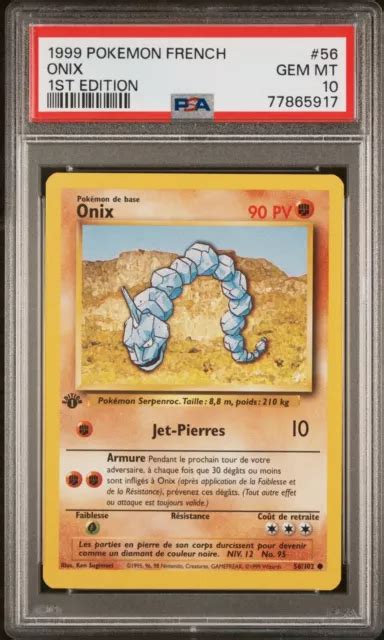 Carte Pok Mon Onix Ed Set De Base Psa Pca Pikachu Drac