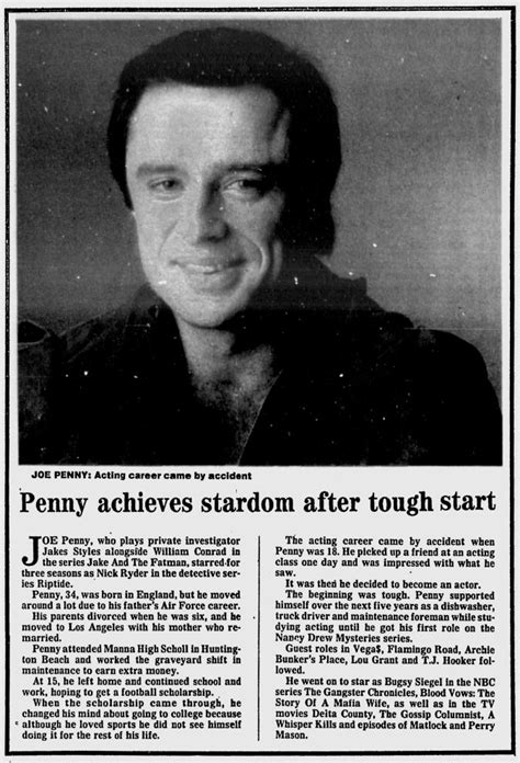 Jake And The Fatman Archives 1990 Joe Penny Newspaper Profile