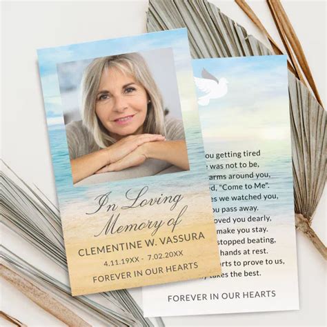 Beach Funeral Memorial Prayer Photo Card Zazzle