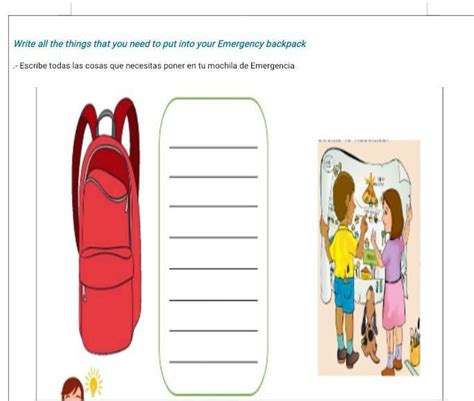 Escribe Todas Las Cosas Que Necesitas Poner En Tu Mochila De Emergencia