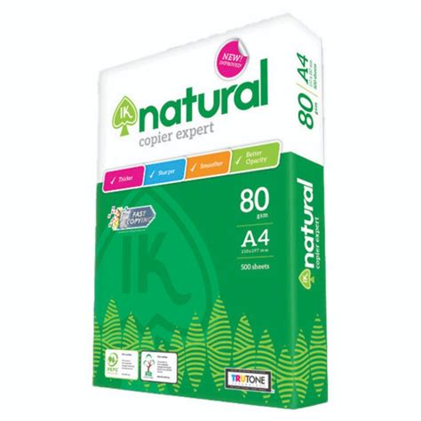 Ik Natural A4 Copier Paper White 210mm X 297mm 500 Sheets 70 80gsm