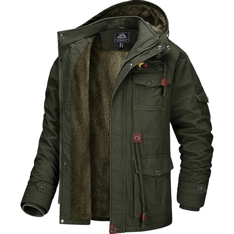 Magcomsen Mens Winter Coat Military Jacket Fleece Lined Parka Cotton