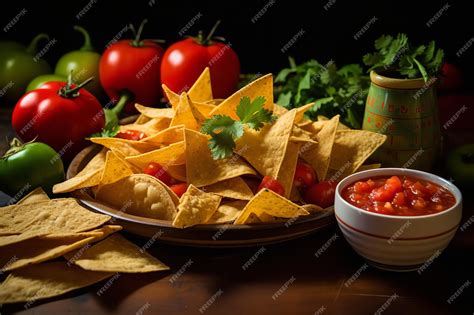 Premium Ai Image Tortilla Chips And Salsa Fiesta