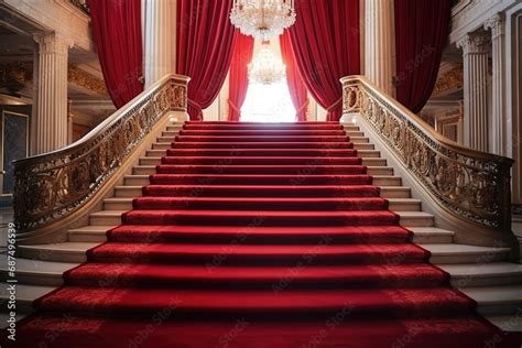 Red Carpet And Ceremonial VIP Staircase Close Up VIP Luxury Entrance