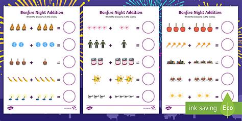 Bonfire Night Fireworks Addition Sheet Professor Feito