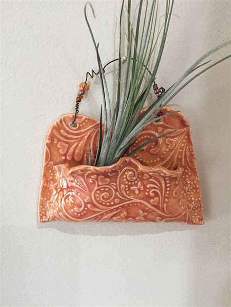 Peach Wall Pocket Ceramic Wall Pocket Ceramic Wall Vase Pottery Wall