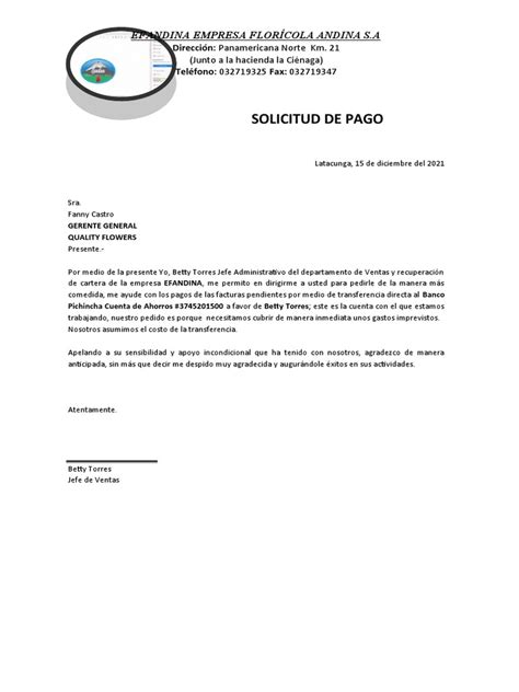 Solicitud De Pago Pdf