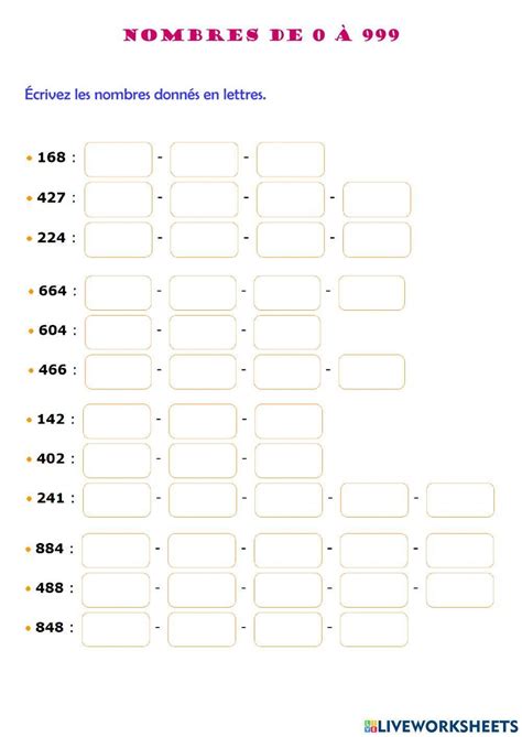 Les Chiffres 100 Online Exercise For Live Worksheets 47 Off