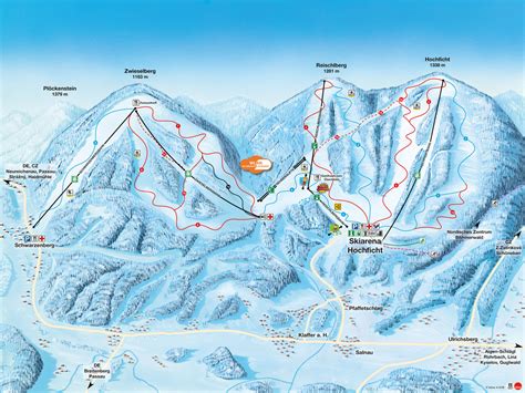 BERGFEX Piste map Hochficht Böhmerwald Panoramic map Hochficht