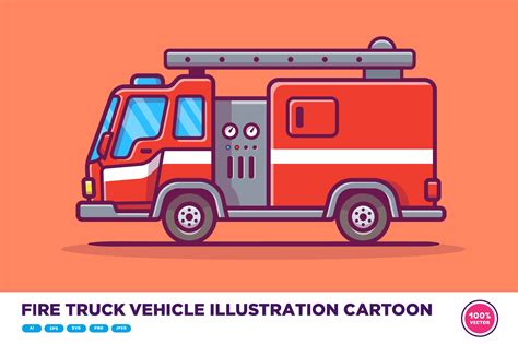 Fire Truck Vehicle Illustration Cartoon Graphic By Catalyststuff