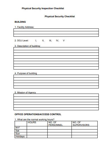 7 Physical Security Audit Checklist Templates In Doc Pdf