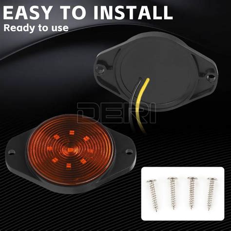 4x Amber 3 Inch Round Led Side Marker Clearance Light Lamp Truck Trailer Rv 12v Ebay