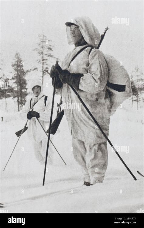 During The Soviet Finnish War 1939 1940 Skiers Of The Finnish Army In