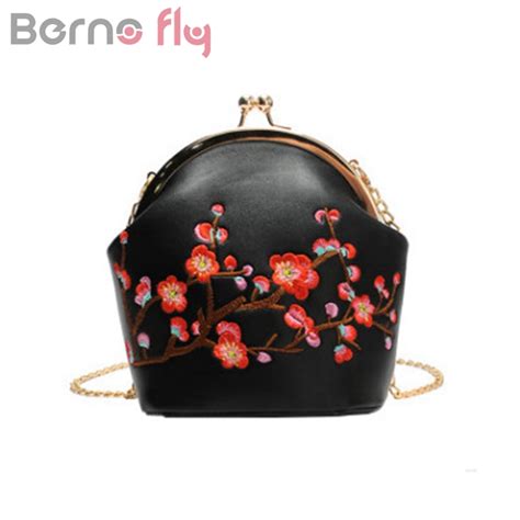 Berno Fly Korean Style Embroidery Plum Flower Bags For Women Spring