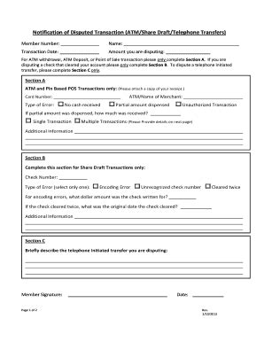 Fillable Online Final Notification Of Disputed Transaction POPA FCU
