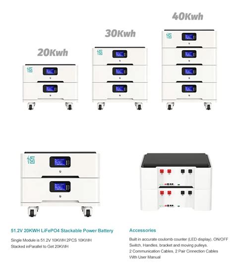 Stackable Modular Lifepo4 Battery 51 2v 10kwh 20kwh 30kwh Lithium Ion Home Solar System 48v