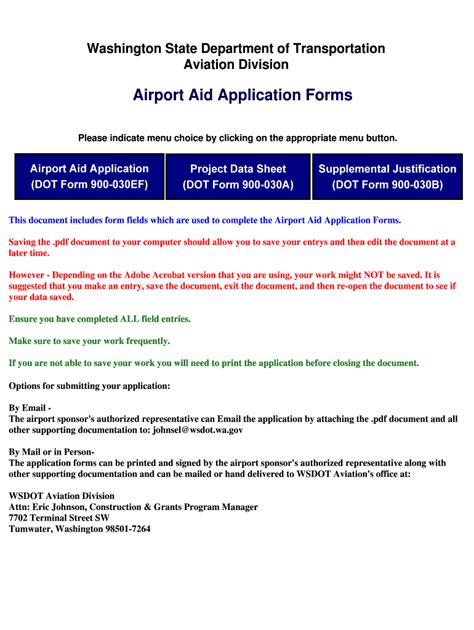 Fillable Online Wsdot Wa Airport Aid Application Forms Wsdot Wa Fax