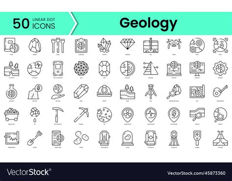 Set Of Geology Icons Line Art Style Bundle Vector Image