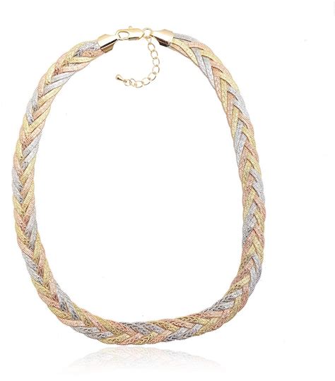 Amazon Spinningdaisy Tri Color Gold Braided Herringbone Choker