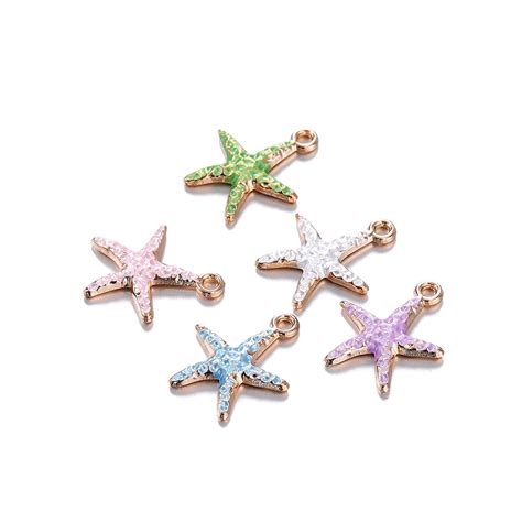 St Kunkka 10pcs Colorful Alloy Oil Dripping Starfish Pendant Can Be