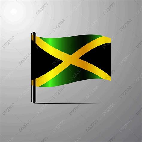 Jamaica Waving Shiny Flag Design Vector Empty Sign Caribbean PNG And