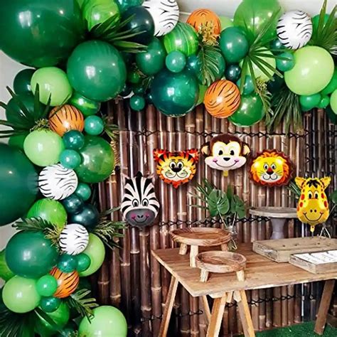 Selva safari tema fontes de festa balões verdes garland arco kit