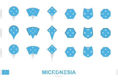 Premium Vector Collection Of The Micronesia Flag In Different Shapes