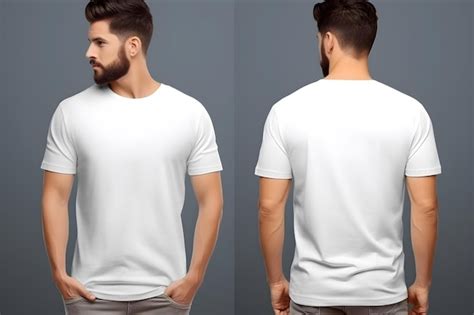 Premium Ai Image Model Wear White Blank T Shirt Front And Back Views