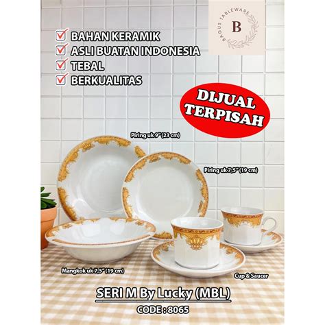 Jual Cangkir Keramik Mahkota M By Lucky Set Shopee Indonesia