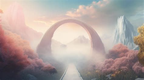 Un Pont Arc En Ciel Menant Aux Portes Du Paradis Illustration D Art