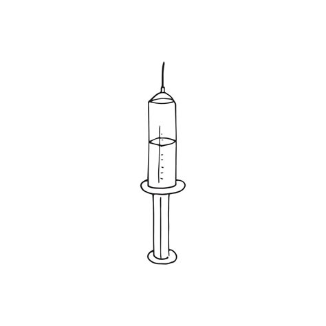 Hand drawn syringe with needle in doodle style 21730650 Vector Art at ...