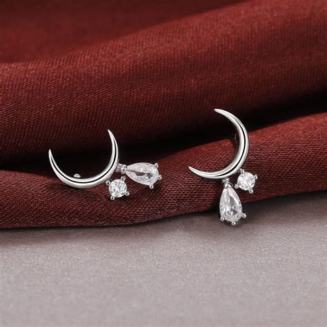 Cheap Huitan Exquisite Moon Dangle Earrings For Girls With Crystal