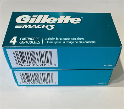 Gillette Mach3 Razor Blades Refill 4 Cartridges Lot Of 2 New Free