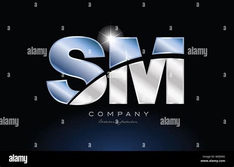 Alphabet Letter Sm S M Logo Design With Metal Blue Color Suitable For A