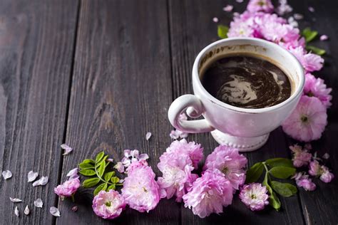 Download Pink Flower Drink Cup Flower Food Coffee 4k Ultra Hd Wallpaper