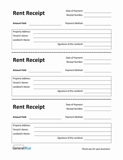 Printable House Rent Receipt