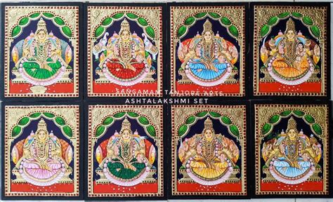 Sangamam Ashtalakshmi Tanjore Painting Set Of Gold Etsy