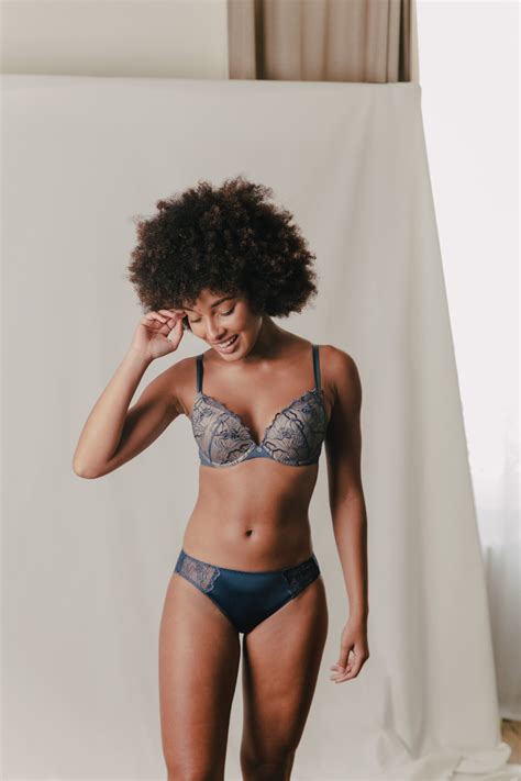 Flora Blue Swiss Embroidery Push Up Bra Maison Lejaby