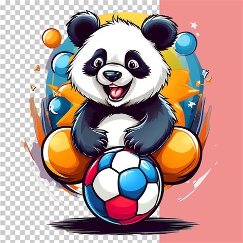 Happy Panda Kicking Soccer Ball Premium AI Generated PSD